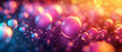Abstract colorful particles of Glowing bubbles orbs background. Shiny transparent gradient backdrop. Strong depth of field