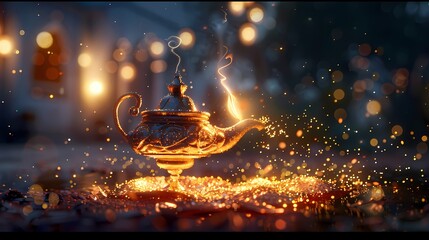 With a twinkle in its eye, the tiny genie-like character grants wishes to those who stumble upon its lamp, its magic bringing joy and wonder to all who encounter it.