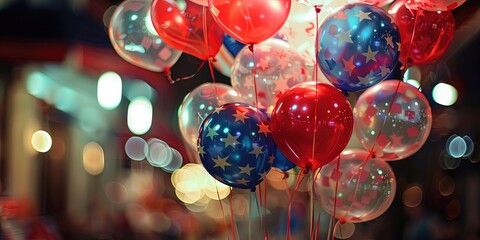 Wall Mural - Patriotic red, white, and blue balloons for American independence and election victories in primary and general elections