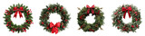 Fototapeta Na drzwi - Christmas Wreath Isolated on Transparent Background..