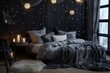 Constellation Comforter and Moon Phase Wall Decals: Celestial Bedroom Decor Ideas