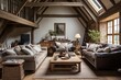 Leather Sofas and Vintage Accents: Rustic Barn Conversion Living Room Decor