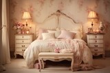 Fototapeta Uliczki - Antique Lamps and Soft Lighting: Shabby Chic Bedroom Designs