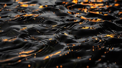 Wall Mural - Rippled black and orange water texture