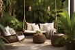 Playful Swing Chair Inspo of Tropical Resort-Style Patio Designs