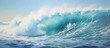 © The 2R Artificiality - The painting depicts a large wave crashing in the ocean, showcasing the raw power and force of nature. The wave is towering and turbulent, with foamy white crests and deep blue hues.