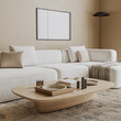 © Oleksandr Shcherban/Stocksy - blank picture frame mock up in modern living room interior, 3d render