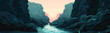 A canyon with a river isolated vector style