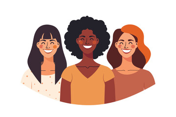 Wall Mural - three smiling women isolated vector style