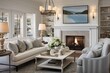Coastal Grandmother Style Living Room Decor: Elegant Light Fixtures Retreat