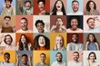Collage of diverse people expressing positive emotions 