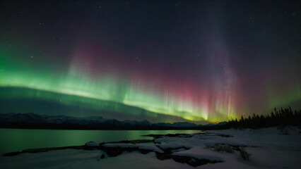 aurora borealis over the lake