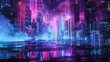 © furyon - Abstract digital landscape with neon colors and a retro cyberpunk vibe