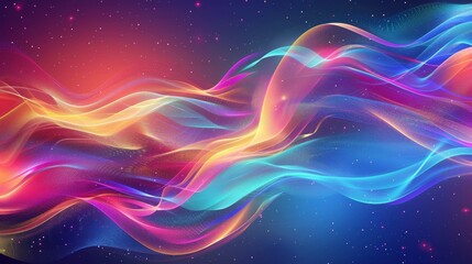 Poster - Abstract energy flow with vibrant colors on a retro futuristic background