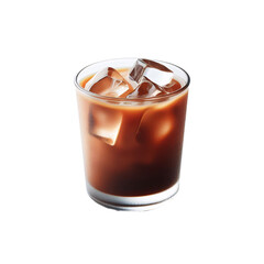 A glass of iced coffee isolated on a white background, PNG