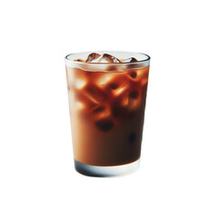 A glass of iced coffee isolated on a white background, PNG