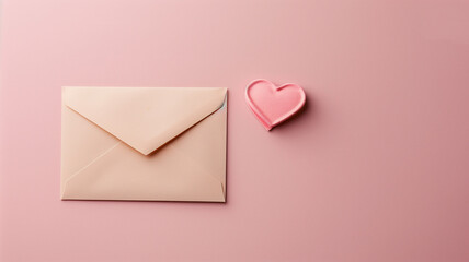 Wall Mural - A pink envelope with a heart on top of it