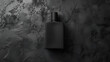 Mockup of black fragrance perfume bottle mockup on dark background. generative ai