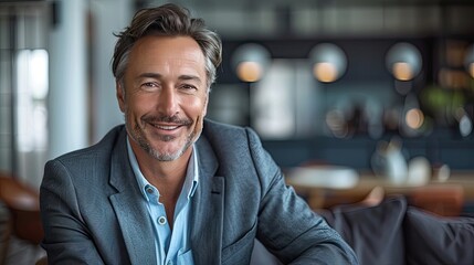 portrait of a smiling businessman sitting with a client in the office 