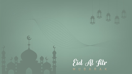 Wall Mural - The elegant minimalist design for celebrating Eid al-Fitr for Muslims is very suitable for banners, wallpaper or backgrounds