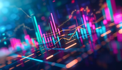 Poster - digital graph of rapid investment growth, Skyrocketing Stocks Dynamic graph showing stocks soaring upwards.