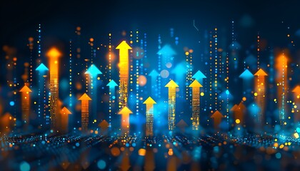 Aufkleber - investment growth concept with arrow pointing upwards. stock market, bitcoin, property.