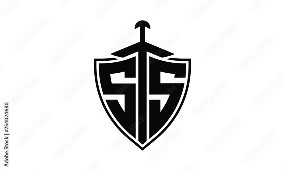 SS initial letter shield icon gaming logo design vector template ...