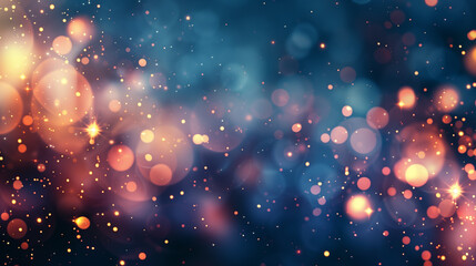 Canvas Print - Fire sparkles in dark blue bokeh background 