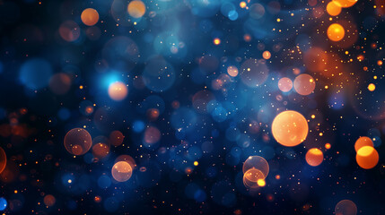 Wall Mural - Fire sparkles in dark blue bokeh background 