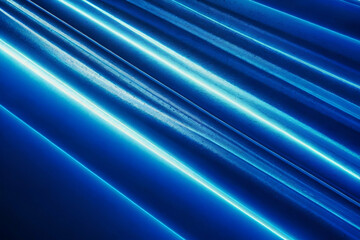 Wall Mural - Abstract blue neon background with rays and lines.