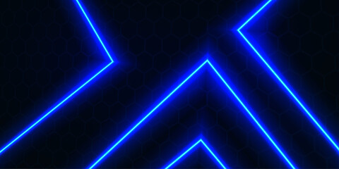 abstract blue laser light lines on the dark polygonal texture wall background