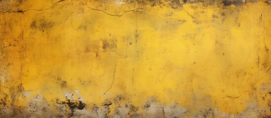 Poster - A weathered yellow and brown cement wall is adorned with a striking black and white painting. The painting contrasts with the earthy tones of the wall, creating a visually dynamic scene.