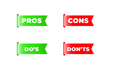 set of pros and cons sign sticker design