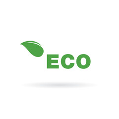 Wall Mural - Eco logo vector green leaf template design