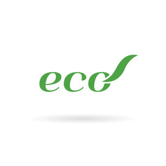 Wall Mural - Eco logo vector green leaf template design