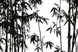 Fototapeta Sypialnia - Graceful bamboo stalks sway gently in the breeze, their silhouettes dancing on a bright background