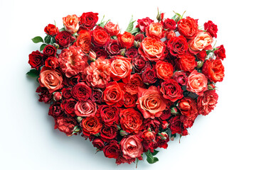 Aufkleber - Love Concept. A Bunch of Red Roses in a Heart Shape extreme closeup. Generative AI