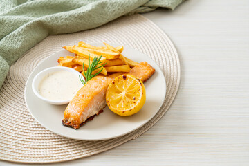 Canvas Print - fried salmon fish and chips