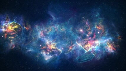 Wall Mural - Nebula Colourful Travel and Star Camera Flying to Deep Space. 3D rendering. 