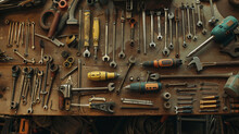 A table adorned with tools of all kinds from drills to wrench sets acknowledging the handymen and DIY enthusiasts ast fathers.