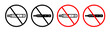 No Vaping Line Icon. Smoke-Free Zone icon in outline and solid flat style.