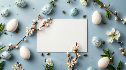 Happy Easter Card Frame Banner Cover Background with text Space for Greeting or Social media Post. Pascha Fest. Neo Art Cards E V 3 17