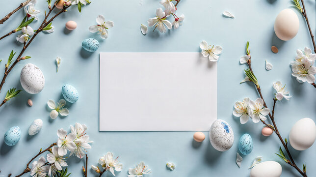 Happy Easter Card Frame Banner Cover Background with text Space for Greeting or Social media Post. Pascha Fest. Neo Art Cards E V 3 18