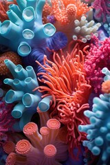 Wall Mural - Coral Reef and Tropical Fish in Sunlight. Singapore aquarium