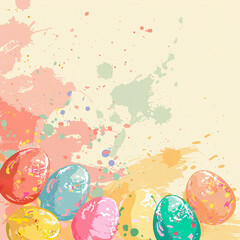 Wall Mural - Dyed Pastel Easter Eggs Paint Splatter Backdrop Art