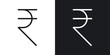 Indian Rupee Icon Designed in a Line Style on White background.