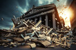 Bank collapse. A bank or financial institution, going down failing or collapsing