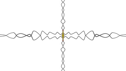 Wall Mural - Animation of a pattern with horizontal and vertical symmetry. At the center of the intersection are yellow and red figures.