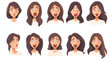 Girl head emoji personage icon with facial emotion.