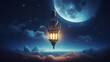 Eid mubarak: islamic greeting cards for eid-ul-adha and ramadan kareem, celebrating muslim holidays with crescent moon, lantern lighting, and festive atmosphere

